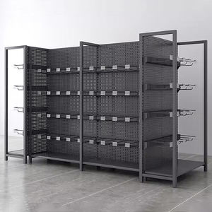 Estanterías Metálicas de Acero Personalizadas, Estanterías de Exhibición al por Mayor, Góndola Negra de Doble Cara, Estanterías de Supermercado, Estanterías de Venta al por Menor - Product Image 3