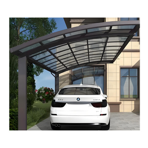 Tahan lama gaya baru atap polikarbonat luar ruangan kerai tahan hujan bingkai aluminium mobil penampungan tenda Arched Carport kanopi - Product Image 6