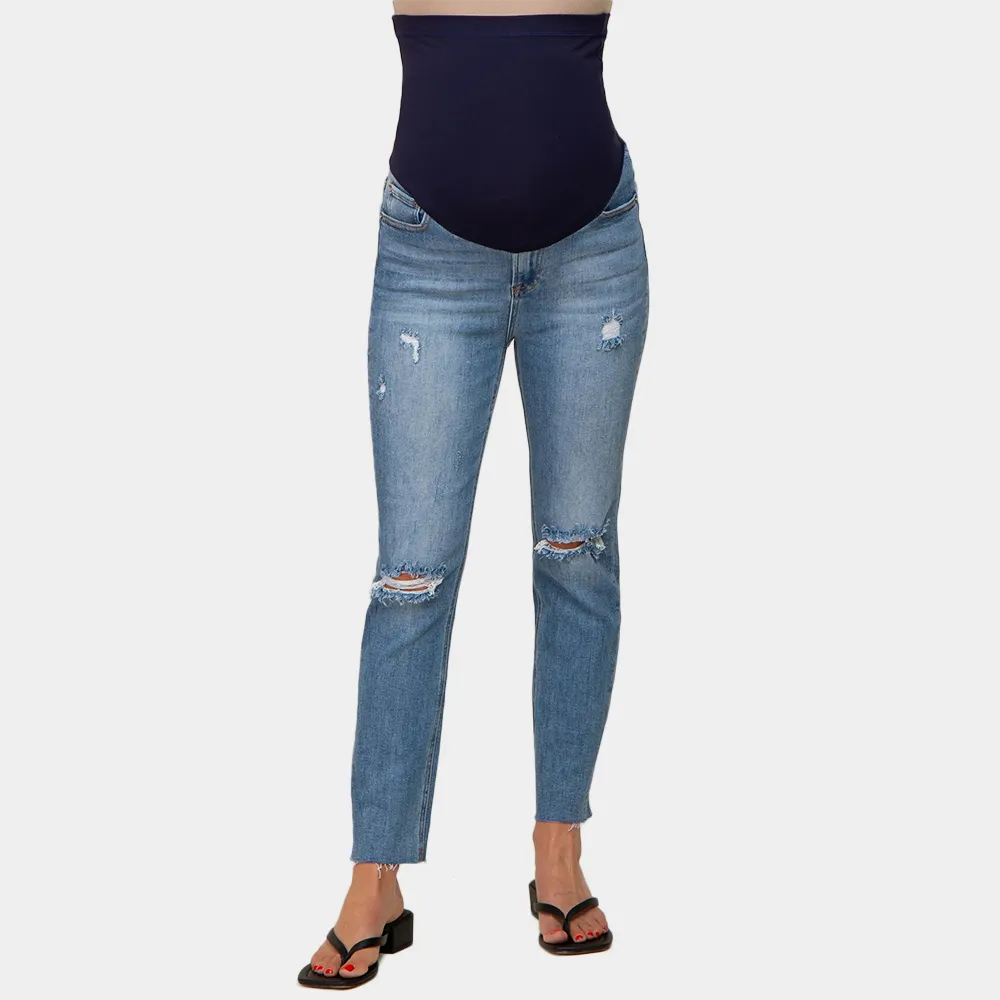 Plus Size Overbelly Jeans Magro Maternidade Jeans Mulheres Grávidas