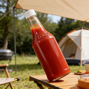 Botellas de vidrio transparentes vacías de 100 ml, 150 ml, 250 ml, 5 oz para salsa picante, con tapa de rosca negra de plástico hermética y tapa roja. - Product Image 5