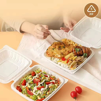 Boîte à lunch carrée jetable en PP5 de qualité alimentaire, épaissie, avec couvercle rabattable pour plats à emporter et restauration rapide