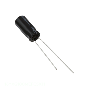Manufacturer Channel Through Hole 100 uF CAP ALUM 100UF 20% 16V RADIAL TH 16YXG100MEFC5X11 <b>Capacitor</b> - Product Image 1
