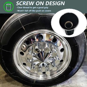 Cubiertas de Tuerca de Rueda de 33 mm y 4-1/4 de Altura, Atornillables de Parte Superior Plana, Repuesto para <span class=keywords><strong>Camiones</strong></span> Semi <span class=keywords><strong>Peterbilt</strong></span>, Volvo e International - Product Image 4