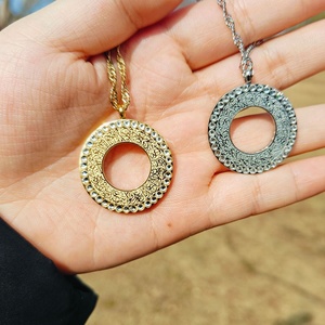 Calligrafia islamica <span class=keywords><strong>Tawhid</strong></span> Shahada incisa inossidabile collana araba ciondolo oro placcato in argento 18K regali per i suoi regali Eid - Product Image 6
