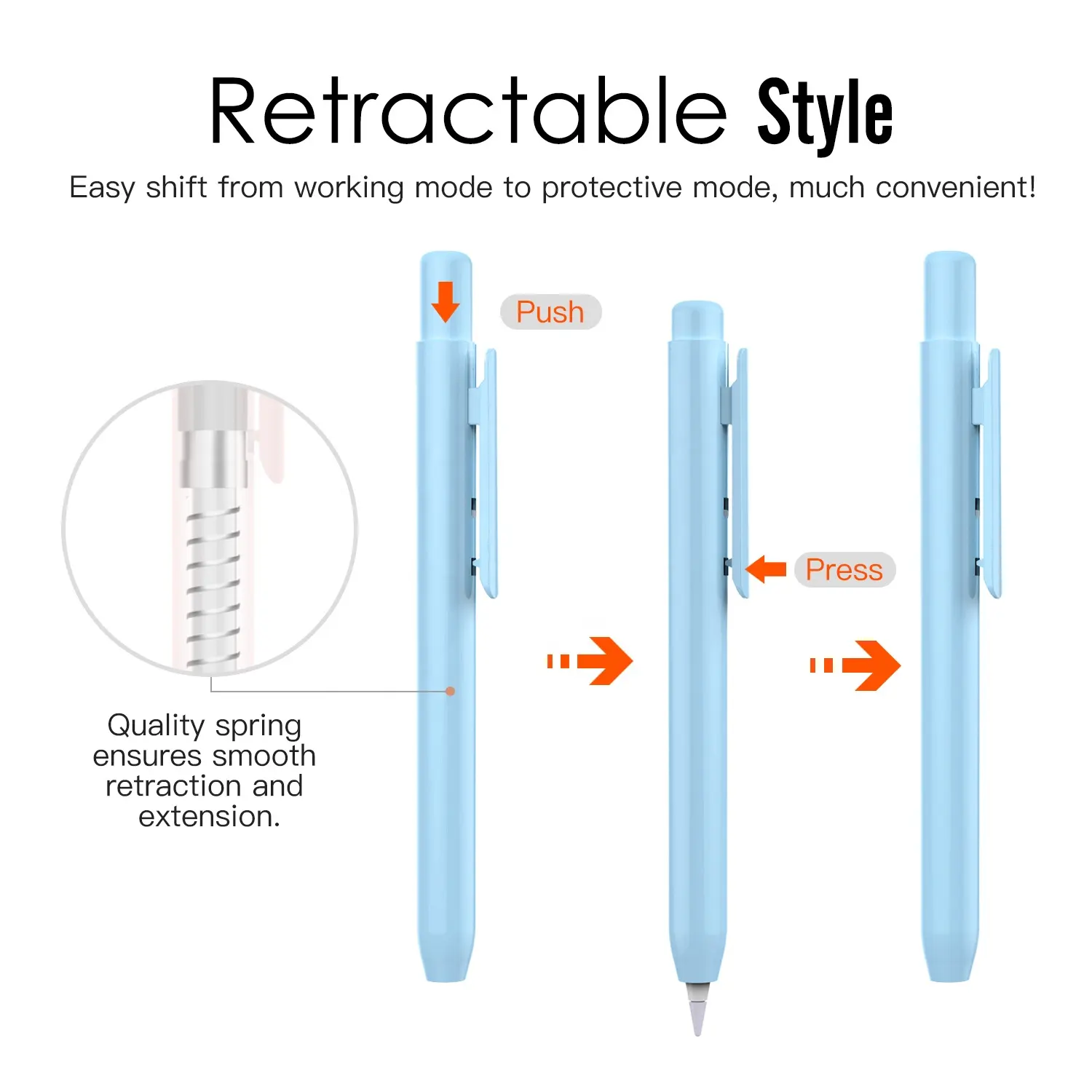 MoKo Retráctil Protector Portalápices Manga Cubierta de piel Pantallas Resistivo Portalápices para Apple Pencil 1st Generation