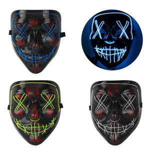 Topeng lampu LED warna baru Halloween, properti cahaya dingin, properti lelucon pesta Hari April serigala, topeng seram - Product Image 1