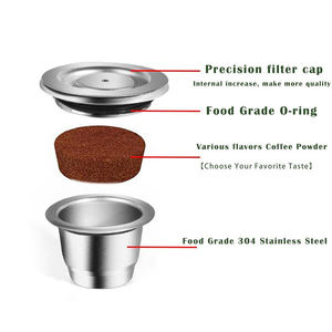 <span class=keywords><strong>Capsule</strong></span> réutilisable en acier inoxydable Couvercle en métal de haute qualité compatible avec les machines à dosettes de café <span class=keywords><strong>Nespresso</strong></span> rechargeables - Product Image 3