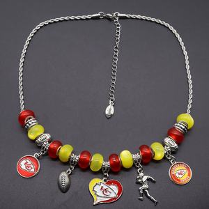 Kalung Liontin Bola Rugby NFL Grosir, Kalung Manik-Manik Gaya Hip-hop Punk Berlapis Perak Modis untuk Pesta dan Hadiah - Product Image 6