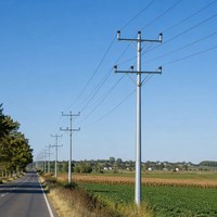 Poteau d'énergie conique en acier OEM pour distribution MT/FT, à bride, à encastrer directement, galvanisé à chaud