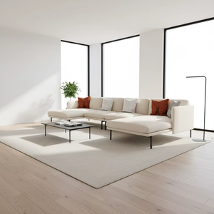 Canapé en cuir véritable avec pieds en métal fins, canapé d'angle en forme de L - Design moderne, confortable et gain de place - Product Image 6