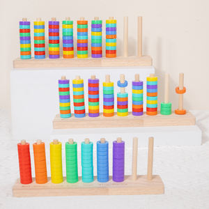 Yolebe Montessori Jouet éducatif en bois pour le tri des couleurs et l'apprentissage des mathématiques, jeu de lancer d'anneaux arc-en-ciel pour les tout-petits de 4 à 6 ans - Product Image 2