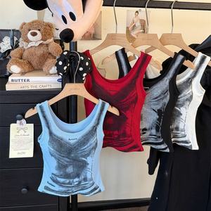 American Style Hot Girl Kontrast farbe gedruckt <span class=keywords><strong>Camisole</strong></span> Damen Sommer New Slim-Fit Short Top - Product Image 1