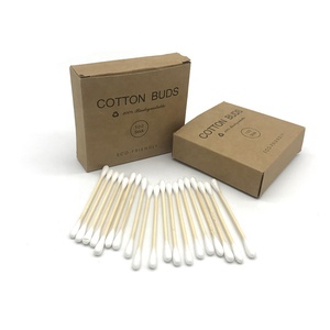 Biodegradable bamboo cotton ear swab makeup remove eye lash lipstick cotton swab in paper box - Product Image 5
