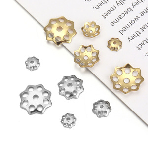 Stainless Steel Flower Bead Holder <b>Spacer</b> 18K Gold Plated Hollow Petal DIY Bracelet Accessories - Product Image 2