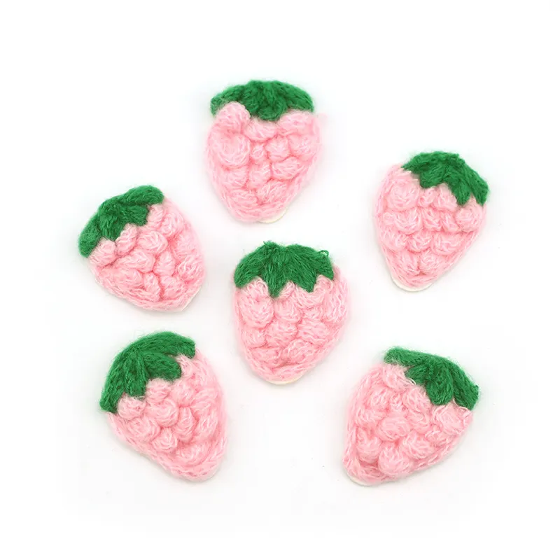 Süße rosa Wolle Erdbeer Patches auf Erdbeer DIY Zubehör für Kleidungs stück Kleidung und Tasche Dekoration nähen