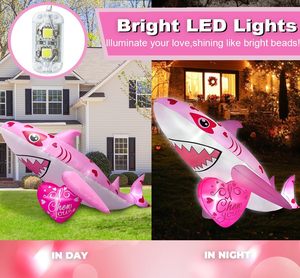 Squalo Gonfiabile Gigante Rosa di 2,7 Metri con Decorazioni a Cuore e Luci LED Integrate, Decorazione Gonfiabile per Casa, Giardino e Esterni - Product Image 6