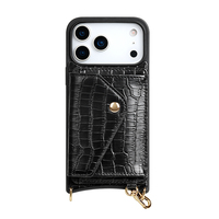 Étui de téléphone en cuir multifonctionnel et élégant avec lanière bandoulière pour iPhone 17 16 15 14 13, avec porte-cartes et portefeuille
