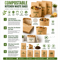 Sac en papier biodégradable et compostable pour déchets alimentaires, sans plastique, pour cuisine, sac à déchets alimentaires compostable, fabrication OEM ODM