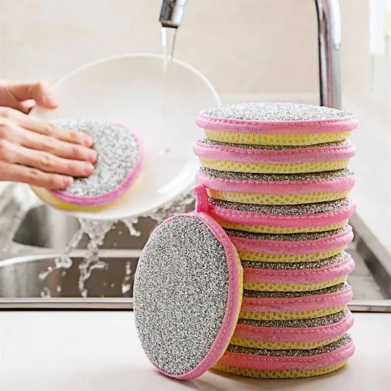 キッチン食器洗いスポンジ両面スポンジブラシポットアーティファクト家庭用掃除布べたつかない食器用布精練パッド