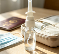 Flacon pulvérisateur nasal en verre transparent de 5 ml, 10 ml, 20 ml, 30 ml avec pompe nasale blanche, flacon vide en verre pour l'emballage de liquides nasaux médicaux