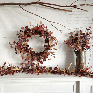 Guirnalda de <span class=keywords><strong>Hojas</strong></span> de <span class=keywords><strong>Eucalipto</strong></span> Otoñales y Bayas de Plástico, Decoración para Acción de Gracias y Navidad, Guirnalda de Flores de Plástico de 150 cm - Product Image 6