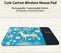 Tapis de souris à charge sans fil 15W QI, charge rapide, résistant à l'eau, divers motifs de dessins animés, impression de logo personnalisé, PU+Tissu+Caoutchouc, pour jeux