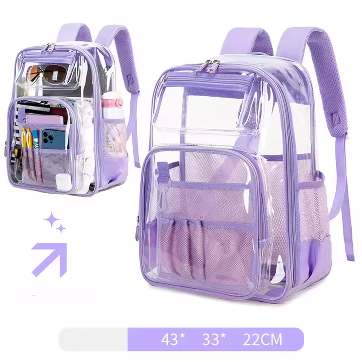 Clear Stadium Backpack - Heavy Duty PVC, See-Through Security Bag For Events, School & Work (17x13.5x7 In) - View #6