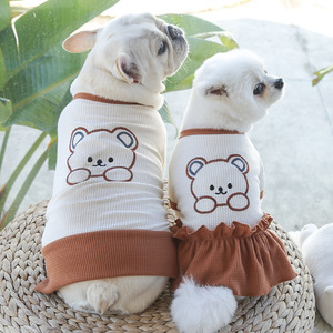 Pet <b>Bear</b> Print T-Shirt With Skirt Set For Dogs Cats <b>Cute</b> Polyester Clothes Medium Size - Product Image 3