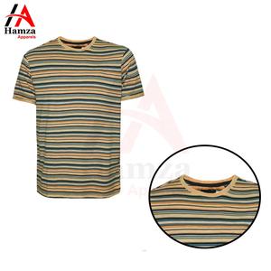 Camiseta informal a rayas para hombre en amarillo y verde, camisetas elegantes y cómodas de manga corta para hombre de Hamza Apparels - Product Image 5