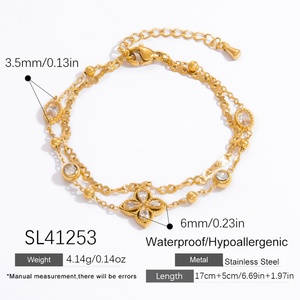 Handmade DIY Double Layer <b>Charm</b> Bracelet Trendy 18K Gold Plated Stainless Steel Women's Anniversary - Product Image 6