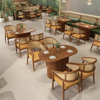 Neues Design runde Essbank Sofa Holz Rattan Leder Sitzbank Rattan Esszimmers tuhl für Restaurant und Café