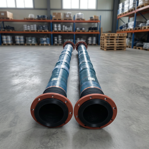 Tuyau d'alimentation pour boues avec extrémité à bride, flexible, renforcé de fil spiralé, en caoutchouc NBR, tube intérieur 5 mm d'épaisseur, usage industriel - Product Image 1