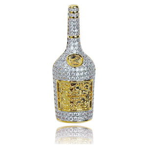 Jialin de ins hiphop helado lleno de diamantes brillo whisky <span class=keywords><strong>vino</strong></span> mini botella de <span class=keywords><strong>vino</strong></span> cz colgante collar - Product Image 1