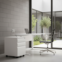 Archivador Móvil de Acero con 3 Cajones, Mueble de Almacenamiento con Ruedas para Oficina, Archivador Móvil con Pedestal
