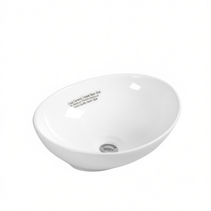 Lavabo Ovalado de Cerámica, Blanco Brillante, Estilo Clásico, para Baño - Product Image 1