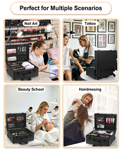Relavel Rolling Makeup Case <b>Trolley</b> With 6 Removable Pouches Suitcase Wheels Cosmetic Train F251214-1 360. Rolling <b>Trolley</b> Offer - Product Image 6