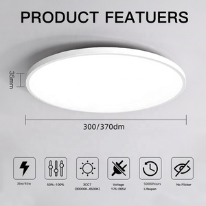 Luz de <span class=keywords><strong>Techo</strong></span> para Interiores Impermeable de 36W 45W, Lámpara <span class=keywords><strong>LED</strong></span> de <span class=keywords><strong>Techo</strong></span> Circular Ultrafina y Moderna para el Hogar, Iluminación de Fácil Instalación para Sala de Estar - Product Image 1