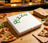 Caja de Cartón Plegable, Ligera, Corrugada, Impresa a Color, Personalizada SP3899, para Comida para Llevar, Entrega a Domicilio, para Restaurante, Caja para Pizza