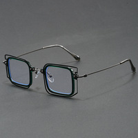 Monture de lunettes unique faite à la main, double couche, à monture complète, personnalisée, haut de gamme, tendance, ultra-légère, en métal, anti-lumière bleue