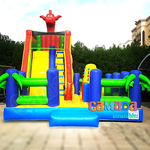 Château gonflable avec toboggan, jeux gonflables, château gonflable avec toboggan, parcours d'obstacles et mur d'escalade pour enfants et adultes - Product Image 1