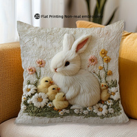 Housses de coussin décoratives Kongyu Home Textiles à imprimé floral Lapins et poussins mignons pour canapé et salon