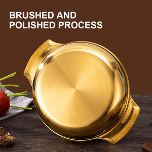 Commercial Korean Cookware Various Sizes Seafood Pot Stainless Steel Double Ear Gold <strong>Paella</strong> <strong>Pan</strong> - Product Image 3