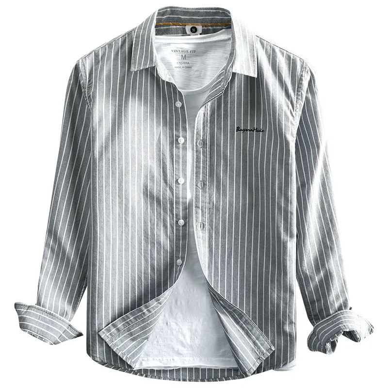 Daily business simple shirt coat men's casual long sleeve striped shirt men's wear