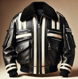 Style personnalisé & Design hommes coupe ample en cuir PU à manches longues sortie Bomber veste hommes homme manteau Faux cuir Biker Cardigan - Product Image 2