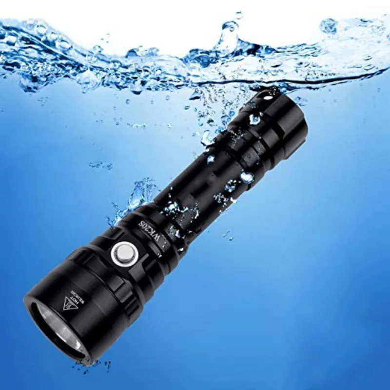 Dive Light Underwater Diving Flashlight Scuba Underwater 80M Diving Activities Torch Light USB Rechargeable Battery
