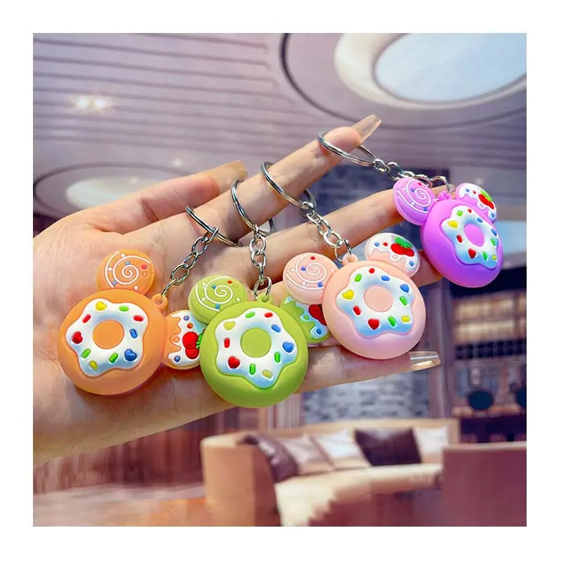 New Cartoon Cute Doughnut PVC Key Chain Yiwu Wholesale Night Market Goods Student Bag Mobile Phone Hanging Ornaments