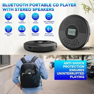 Reproductor de CD con Altavoz Estéreo y Auriculares Bluetooth USB MP3 Reproductor de Música con Disco USB Portátil Recargable <span class=keywords><strong>Discman</strong></span> Walkman - Product Image 2