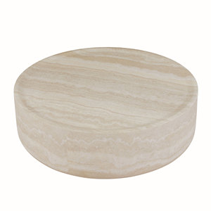 Mesa de Centro Redonda Moderna con Diseño de MARS y Almacenamiento para Sala de Estar, Diseño Texturizado de Travertino Sintético, Sin Necesidad de Ensamblaje - Product Image 5