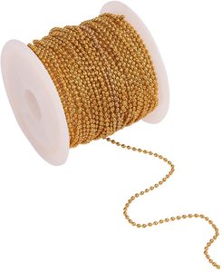 Chaîne à billes ronde en laiton plaqué or 14K/18K ROSA BESSIE, diamètre 1,5 mm, en rouleau - Product Image 3