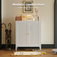 Nouvelle Arrivée Armoire de Rangement en Métal avec Portes à Volets Verticaux, Style Moderne Minimaliste, Grande Capacité, pour Salon et Salle à Manger